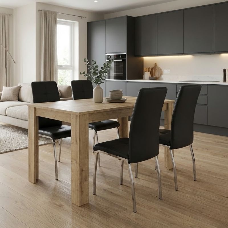 Σετ τραπεζαρία 5τμχ Darlen - Alma Megapap χρώμα sapphire oak - μαύρο 125x72x74εκ. Σετ τραπεζαρία 5τμχ Darlen - Alma Megapap χρώμα sapphire oak - μαύρο 125x72x74εκ.