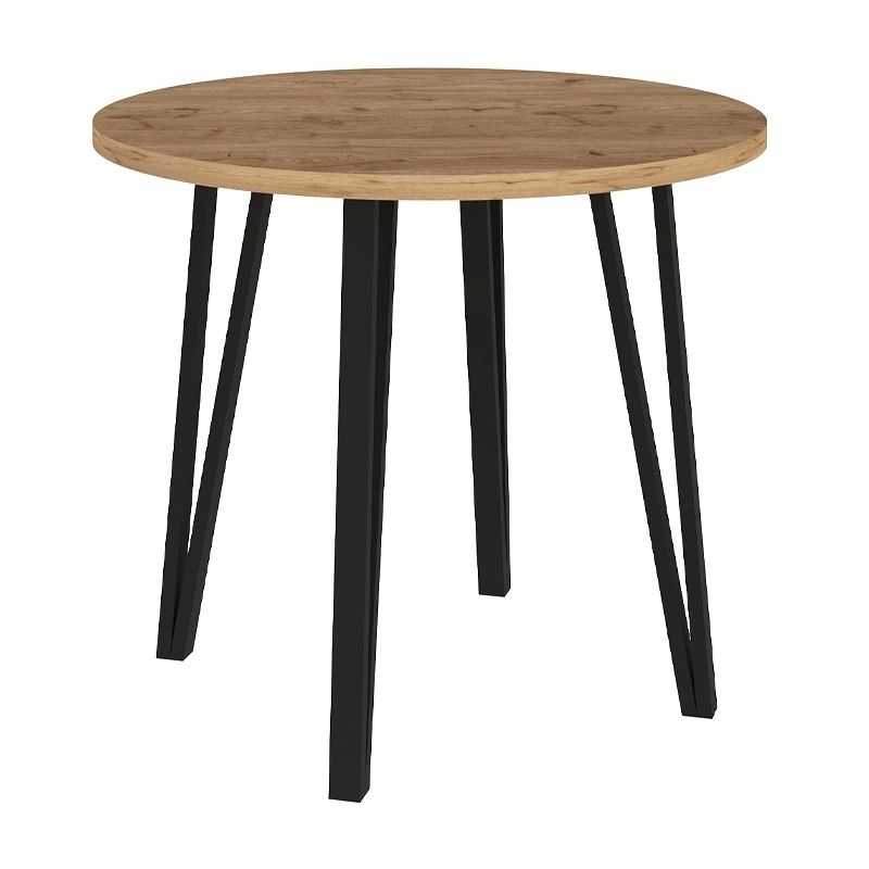 Σετ τραπεζαρία 5τμχ Xana - Nova Megapap χρώμα sepet oak - μαύρο Ø90x77,5εκ.