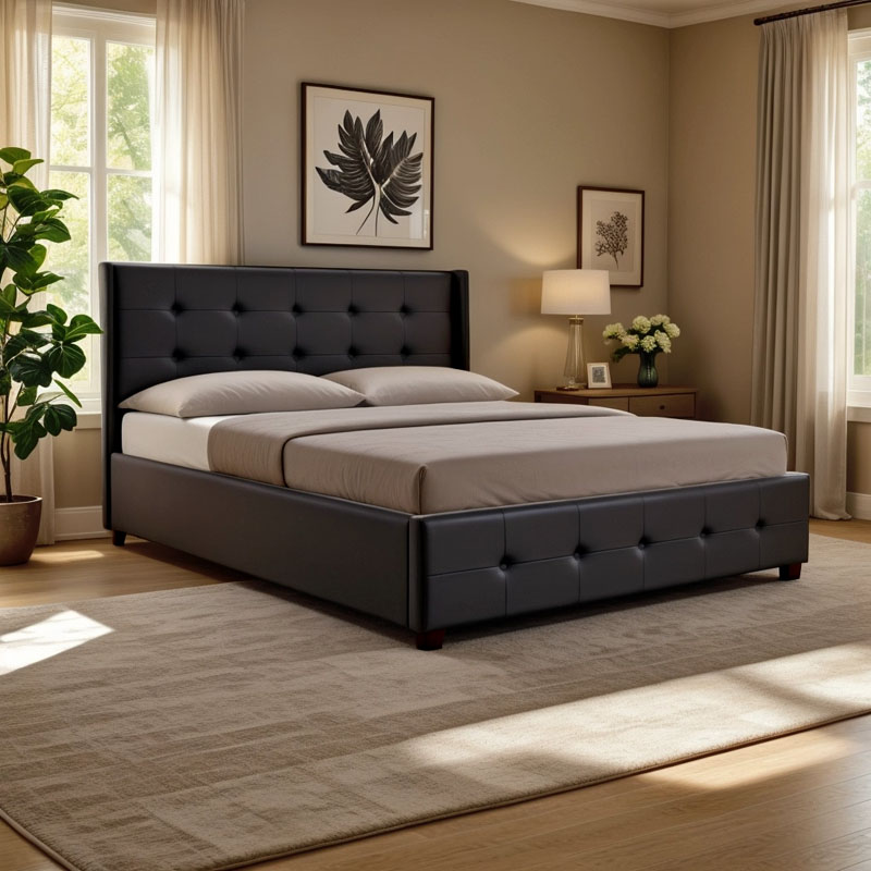 Κρεβάτι Roi pakoworld 160x200 PU μαύρο ματ + αποθηκευτικό χώρο ** Κρεβάτι Roi pakoworld 160x200 PU μαύρο ματ + αποθηκευτικό χώρο **