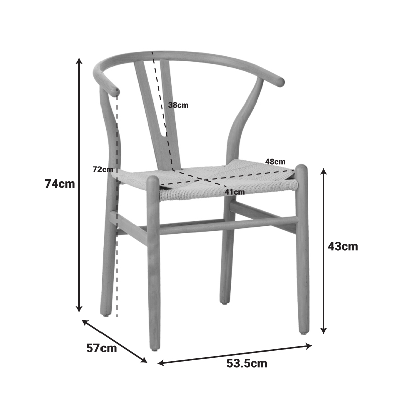 Καρέκλα Wishbone pakoworld rubberwood-σχοινί σε μαύρη απόχρωση 53.5x57x74εκ ** Καρέκλα Wishbone pakoworld rubberwood-σχοινί σε μαύρη απόχρωση 53.5x57x74εκ **
