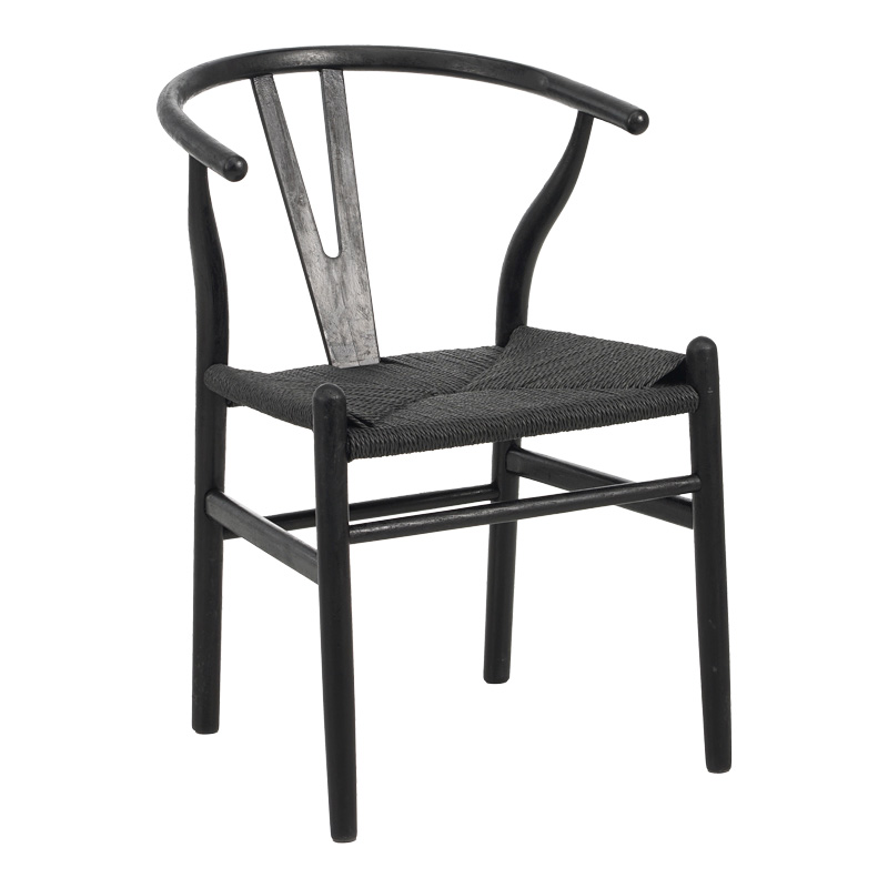 Καρέκλα Wishbone pakoworld rubberwood-σχοινί σε μαύρη απόχρωση 53.5x57x74εκ ** Καρέκλα Wishbone pakoworld rubberwood-σχοινί σε μαύρη απόχρωση 53.5x57x74εκ **