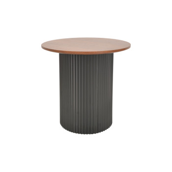 Βοηθητικό τραπέζι Dovel pakoworld mdf σε καρυδί-μαύρο μέταλλο Φ50x50εκ **