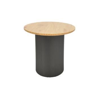 Βοηθητικό τραπέζι Dovel pakoworld mdf σε sonoma -μαύρο μέταλλο Φ50x50εκ **