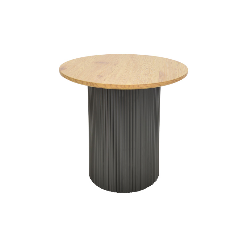 Βοηθητικό τραπέζι Dovel pakoworld mdf σε sonoma -μαύρο μέταλλο Φ50x50εκ **