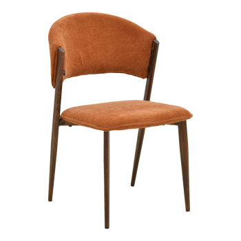 Καρέκλα Dolez pakoworld terracotta ύφασμα-πόδι καρυδί μέταλλο 49x58.5x82εκ - 4τμχ.