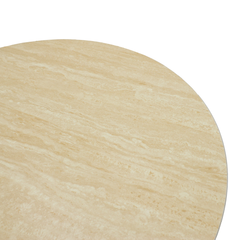 Τραπέζι σαλονιού Franzel pakoworld sintered stone σε όψη τραβερτίνας-mdf σε καρυδι Φ80x40εκ ** Τραπέζι σαλονιού Franzel pakoworld sintered stone σε όψη τραβερτίνας-mdf σε καρυδι Φ80x40εκ **