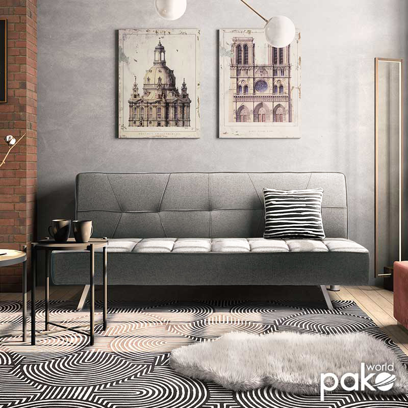 Καναπές-κρεβάτι Travis pakoworld 3θέσιος ύφασμα γκρι 175x83x74εκ **