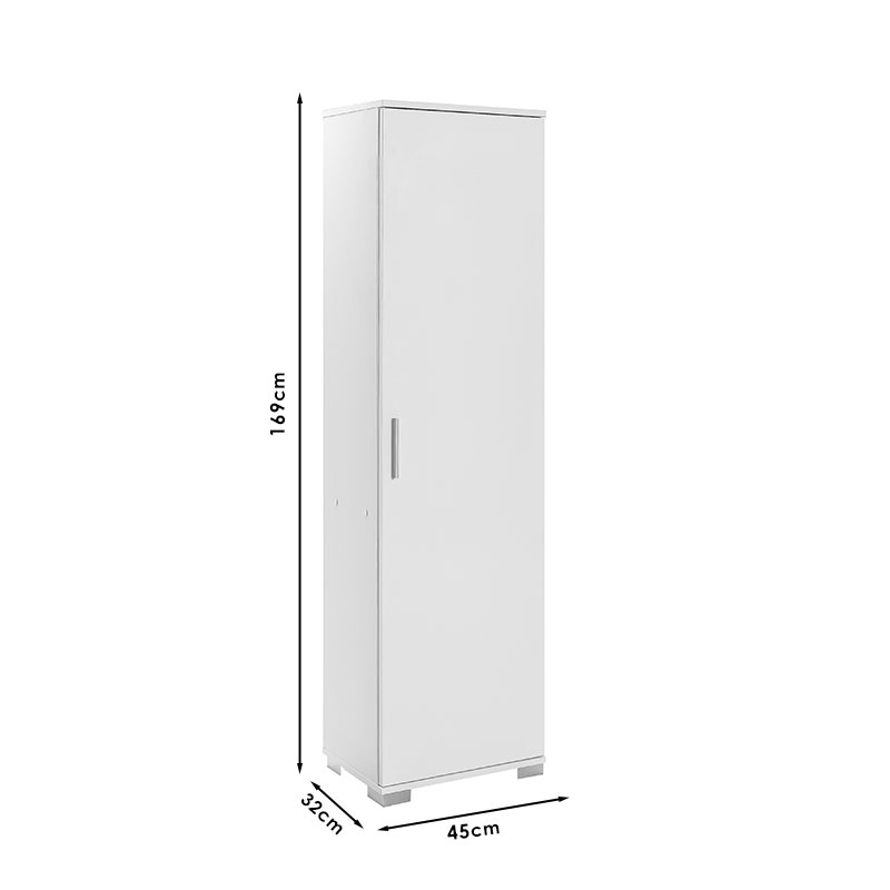 Ντουλάπι-στήλη Chad1 pakoworld λευκό gloss 45x32x169εκ **