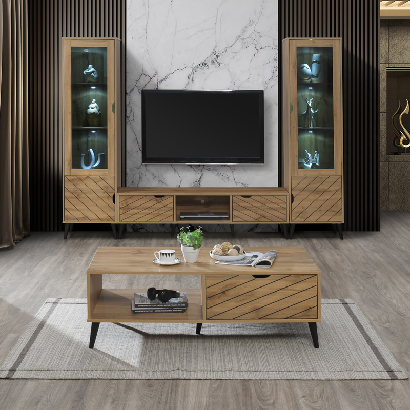 Τραπέζι σαλονιού Thelma pakoworld oak μελαμίνης 120x60x41.6εκ **