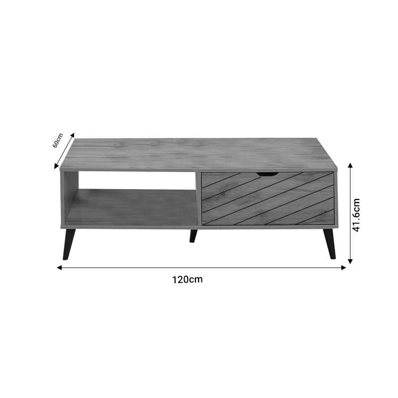 Τραπέζι σαλονιού Thelma pakoworld oak μελαμίνης 120x60x41.6εκ **