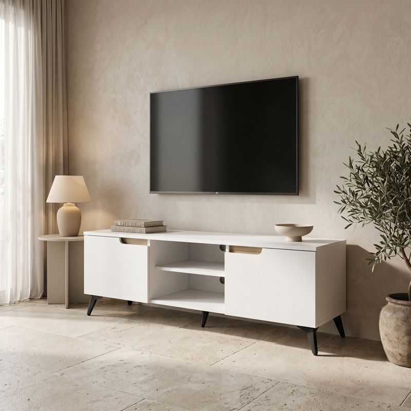 Έπιπλο τηλεόρασης Kemvio pakoworld  sonoma-λευκό 150x38x44εκ **