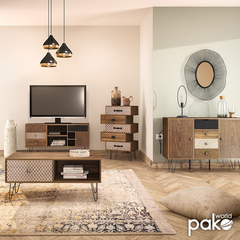 Έπιπλο τηλεόρασης Boho pakoworld καρυδί με μεταλλικά πόδια 120x39x64εκ ** Έπιπλο τηλεόρασης Boho pakoworld καρυδί με μεταλλικά πόδια 120x39x64εκ **
