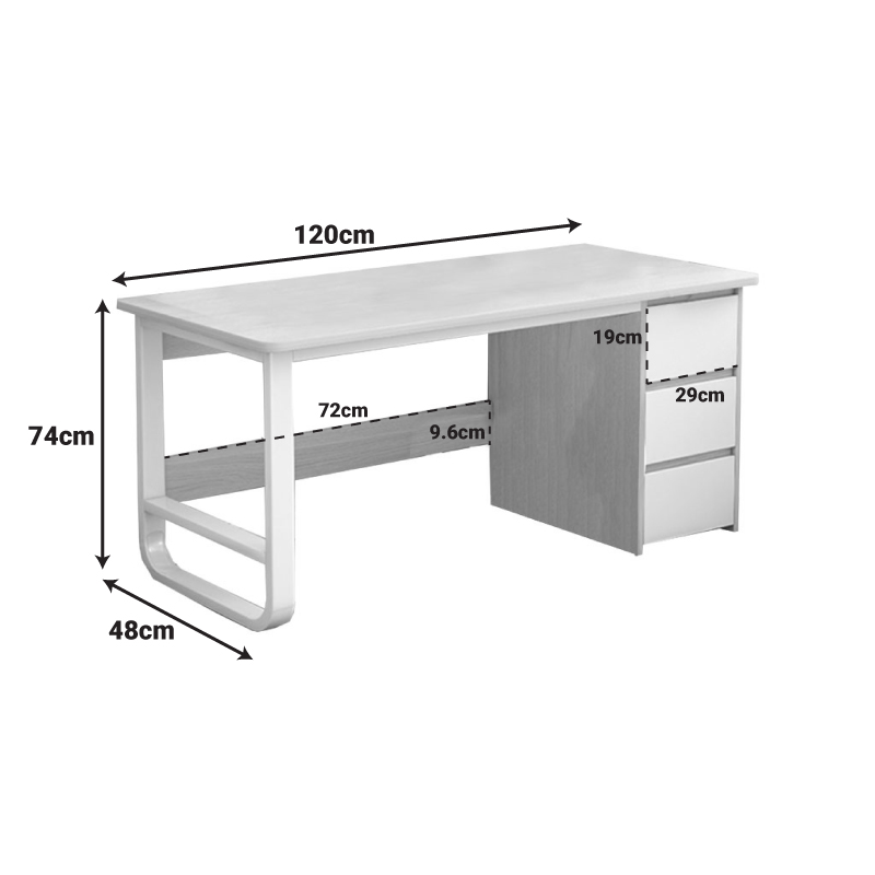 Γραφείο Salto pakoworld με συρταριέρα-MDF γκρι-λευκό 120x48x74εκ **