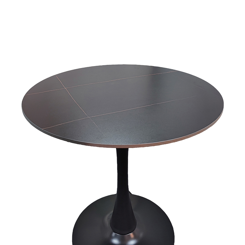 Τραπέζι Balou I pakoworld sintered stone σε μαύρο μαρμάρου Φ70x74εκ **