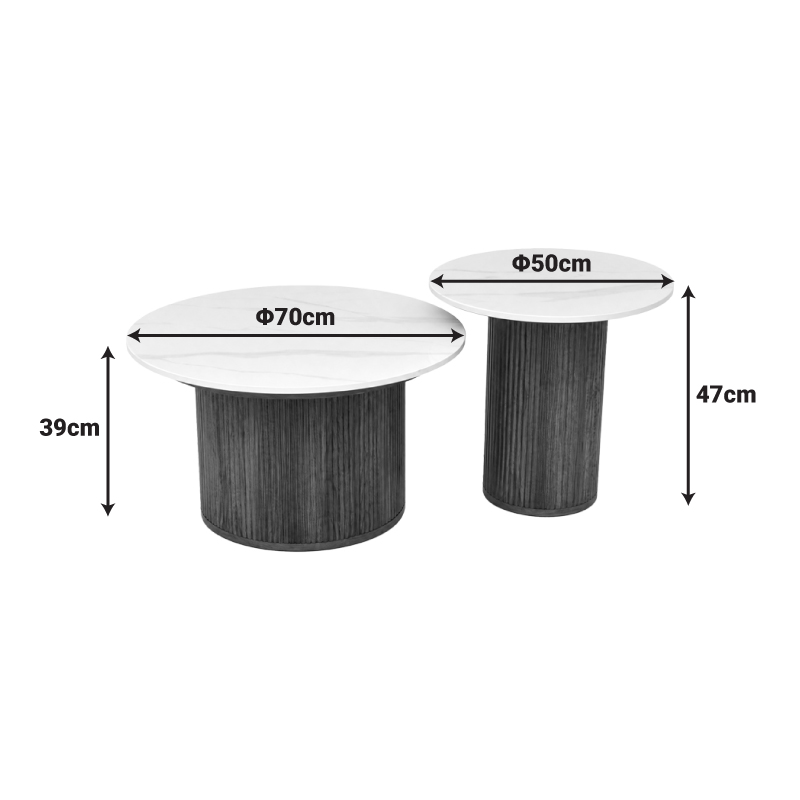 Τραπέζι σαλονιού Skerta pakoworld σετ 2τεμ λευκό sintered stone mdf με καρυδί βάση ** Τραπέζι σαλονιού Skerta pakoworld σετ 2τεμ λευκό sintered stone mdf με καρυδί βάση **