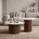 Τραπέζι σαλονιού Skerta pakoworld σετ 2τεμ λευκό sintered stone mdf με καρυδί βάση **