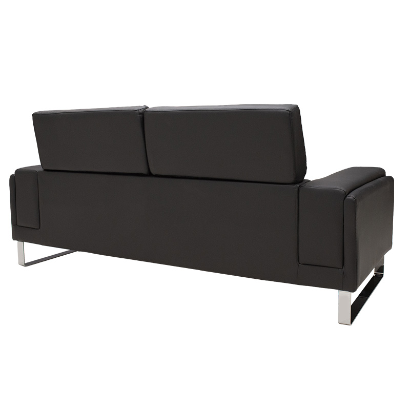 Καναπές Shea pakoworld 3θέσιος pu μαύρο-inox 198x80x87εκ **