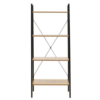 Βιβλιοθήκη- Ραφιέρα Ramon pakoworld φυσικό-μαύρο 60x23x145,5εκ **