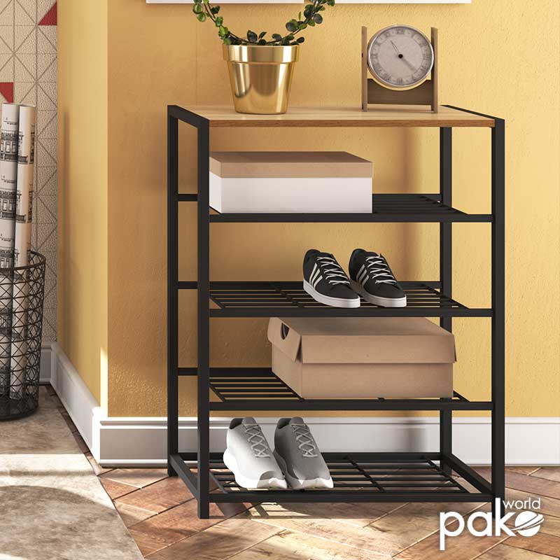 Παπουτσοθήκη Ramon pakoworld 12 ζευγών φυσικό-μαύρο 63x30x83εκ ** Παπουτσοθήκη Ramon pakoworld 12 ζευγών φυσικό-μαύρο 63x30x83εκ **