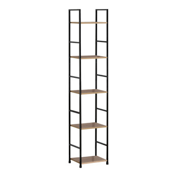 Βιβλιοθήκη Azuel pakoworld φυσικό-μαύρο μέταλλο 29x23.5x144εκ **