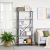 Βιβλιοθήκη Nebranzo pakoworld oak με μαύρο μέταλλο 80x34x155.3εκ ** Βιβλιοθήκη Nebranzo pakoworld oak με μαύρο μέταλλο 80x34x155.3εκ **