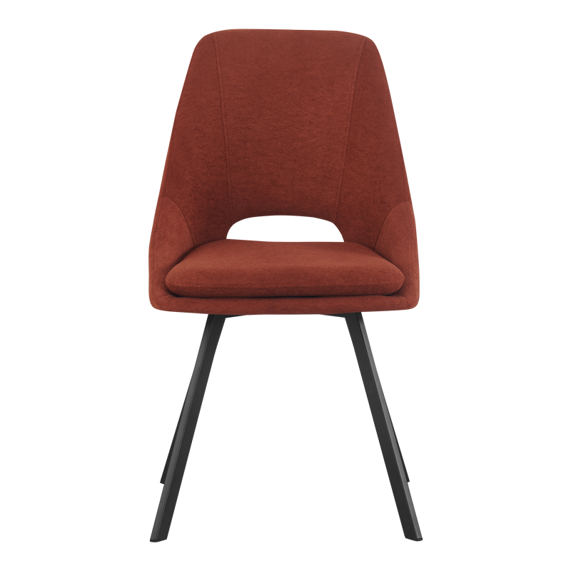 Καρέκλα Initiate pakoworld terracotta ύφασμα-πόδι μαύρο μέταλλο 48x57x85εκ - 2τμχ.