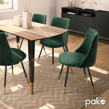 Καρέκλα Giselle pakoworld βελούδο σκούρο πράσινο-μαύρο χρυσό πόδι - 4τμχ. Καρέκλα Giselle pakoworld βελούδο σκούρο πράσινο-μαύρο χρυσό πόδι - 4τμχ.
