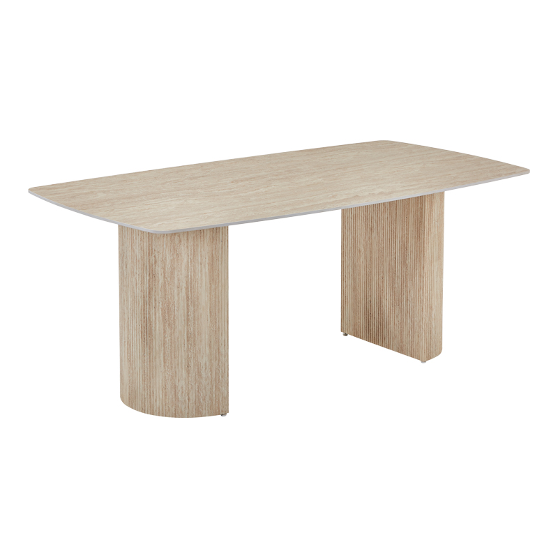 Τραπέζι Loosir pakoworld mdf-sandstone σε όψη τραβερτίνας 180x90x74εκ **