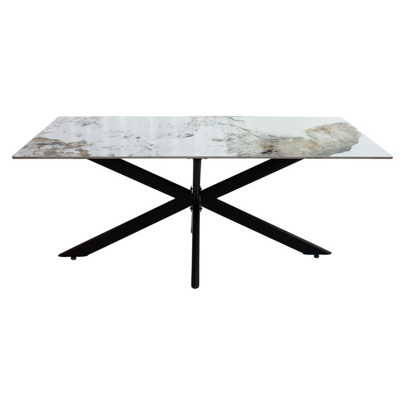 Τραπέζι Bethan pakoworld sintered stone λευκό μαρμάρου-μαύρο 180x90x75εκ **
