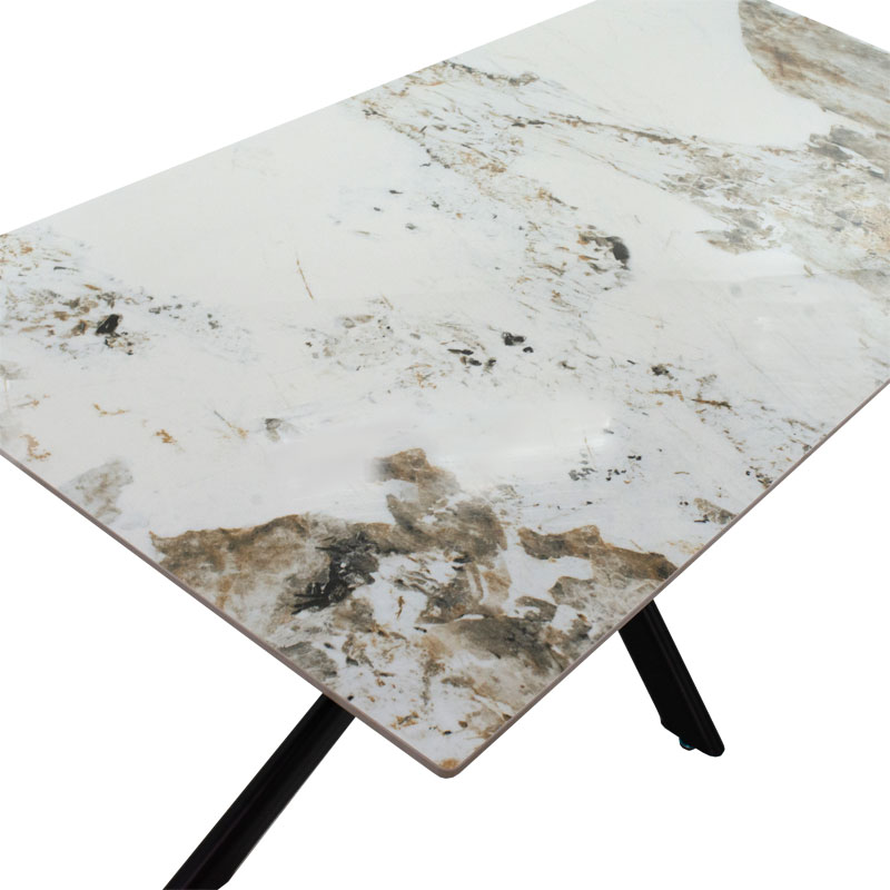 Τραπέζι Bethan pakoworld sintered stone λευκό μαρμάρου-μαύρο 180x90x75εκ **