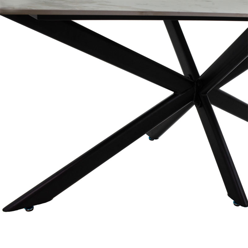 Τραπέζι Bethan pakoworld sintered stone λευκό μαρμάρου-μαύρο 180x90x75εκ **