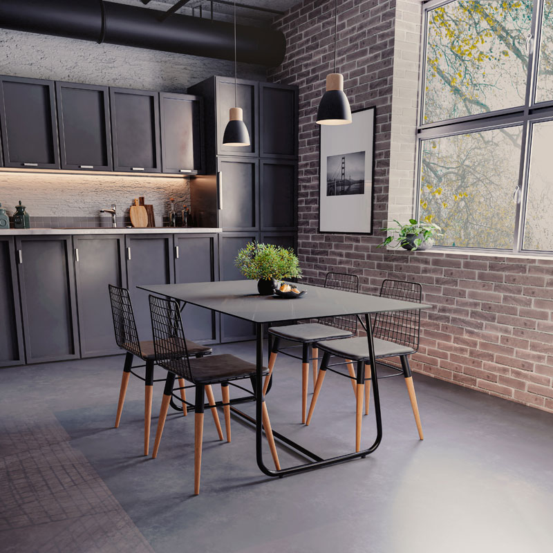 Τραπέζι Revello pakoworld sintered stone μαύρο μαρμάρου-μαύρο 150x90x75εκ ** Τραπέζι Revello pakoworld sintered stone μαύρο μαρμάρου-μαύρο 150x90x75εκ **