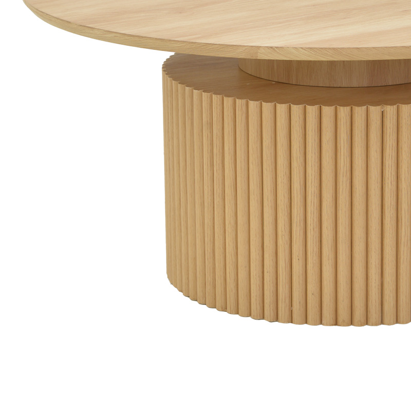 Τραπέζι σαλονιού Opols pakoworld mdf σε φυσική απόχρωση Φ90x42εκ **