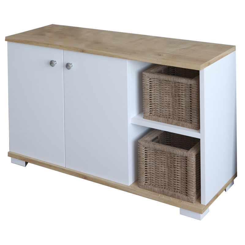 Έπιπλο εισόδου Deril pakoworld λευκό-sonoma 90x33x52.5εκ ** Έπιπλο εισόδου Deril pakoworld λευκό-sonoma 90x33x52.5εκ **