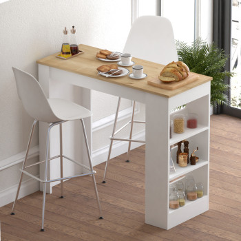 Τραπέζι μπαρ Riff pakoworld λευκό-sonoma 120x50x100εκ **