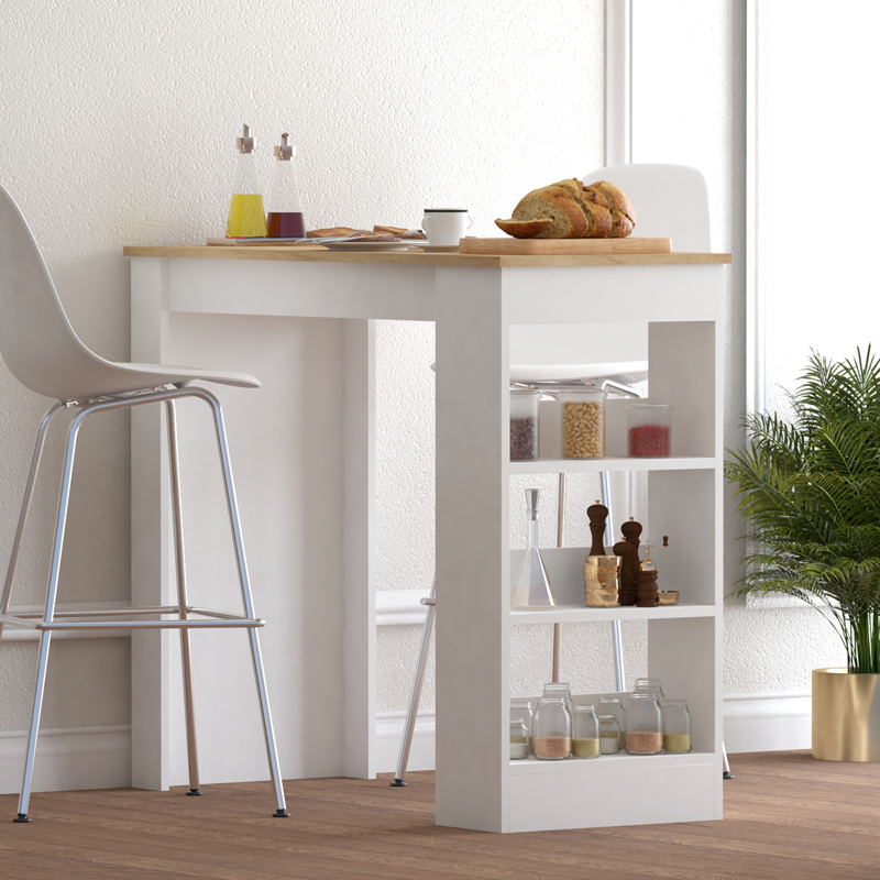 Τραπέζι μπαρ Riff pakoworld λευκό-sonoma 120x50x100εκ **