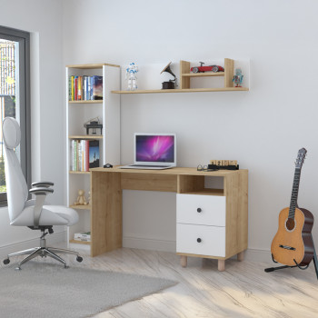 Σύνθεση γραφείου Kontor pakoworld sonoma-λευκό 160x50x162εκ ** Σύνθεση γραφείου Kontor pakoworld sonoma-λευκό 160x50x162εκ **