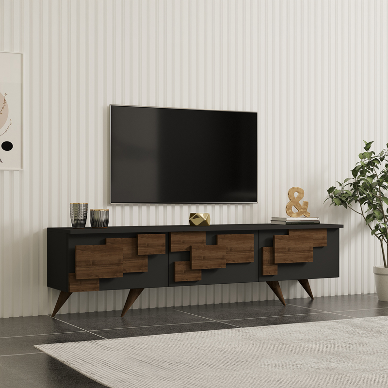 Έπιπλο τηλεόρασης Trida pakoworld καρυδί με ανθρακί 160x35x45εκ ** Έπιπλο τηλεόρασης Trida pakoworld καρυδί με ανθρακί 160x35x45εκ **