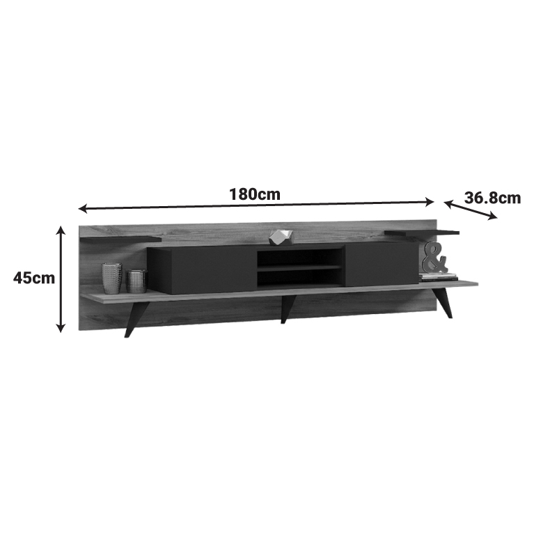 Έπιπλο τηλεόρασης Astry pakoworld καρυδί με ανθρακί 180x36,8x45εκ **