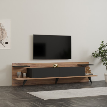 Έπιπλο τηλεόρασης Astry pakoworld καρυδί με ανθρακί 180x36,8x45εκ **