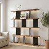 Βιβλιοθήκη Ratu pakoworld ανθρακί με oak 120x24,6x141εκ **