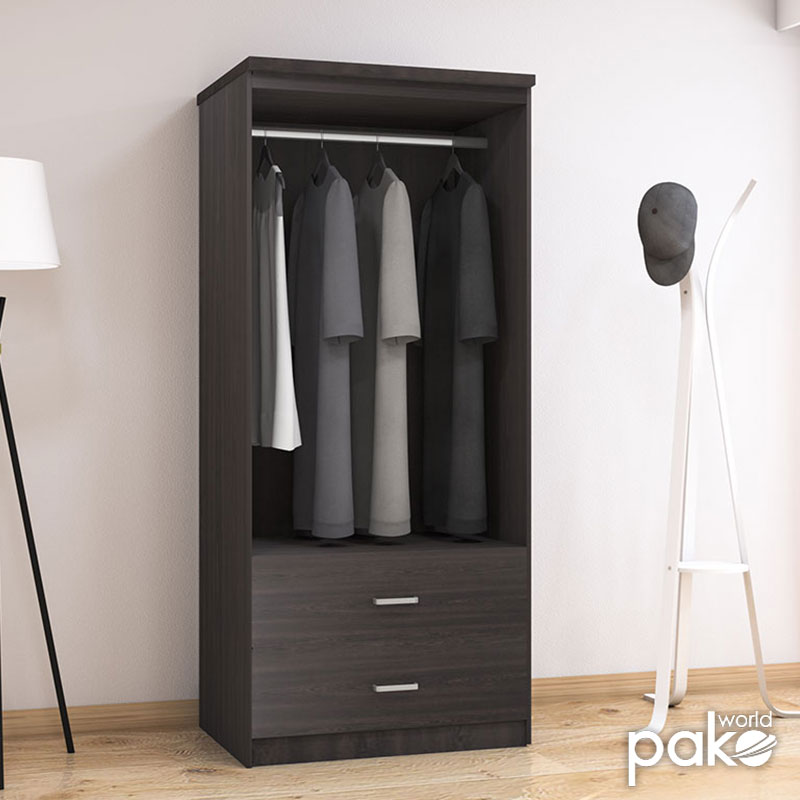 Ντουλάπα ρούχων δίφυλλη OLYMPUS pakoworld χρώμα wenge 81x57x183εκ **