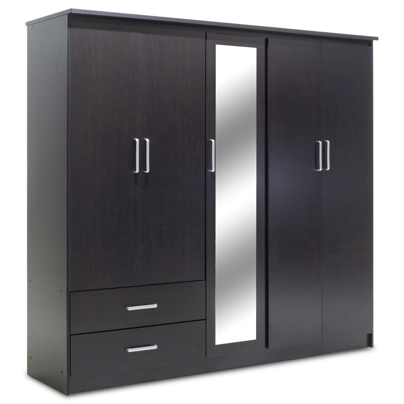 Ντουλάπα ρούχων πεντάφυλλη OLYMPUS pakoworld χρώμα wenge 198x57x183εκ ** Ντουλάπα ρούχων πεντάφυλλη OLYMPUS pakoworld χρώμα wenge 198x57x183εκ **