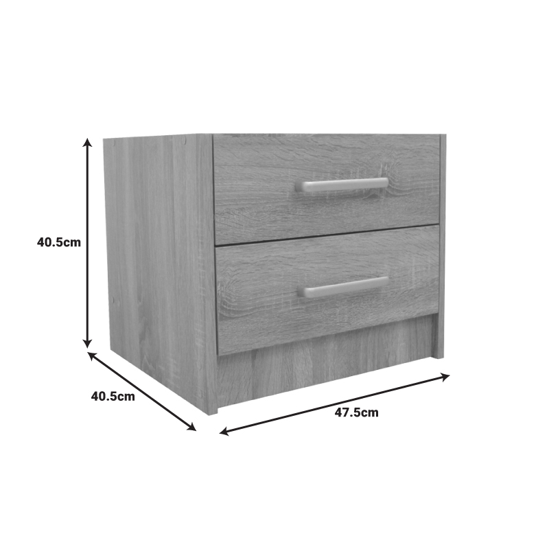 Κομοδίνο OLYMPUS pakoworld με 2 συρτάρια σε sonoma απόχρωση 47.5x40.5x40.5εκ **