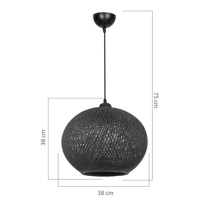 Φωτιστικό οροφής μονόφωτο Leshia pakoworld Ε27 μαύρο Φ38x38εκ **