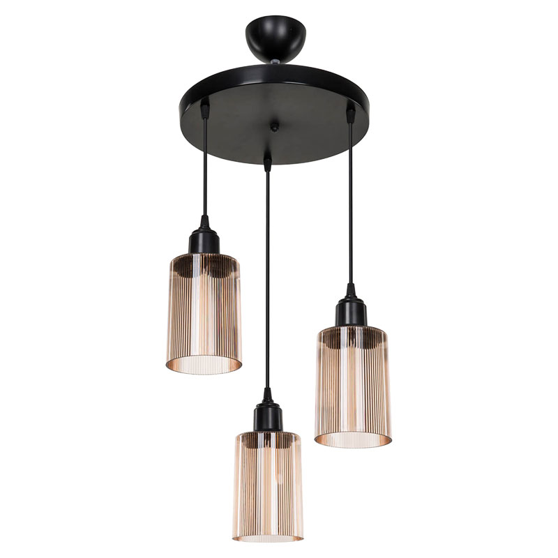 Φωτιστικό οροφής τρίφωτο PWL-1195 pakoworld Ε27 μαύρο-amber Φ30x80εκ ** Φωτιστικό οροφής τρίφωτο PWL-1195 pakoworld Ε27 μαύρο-amber Φ30x80εκ **