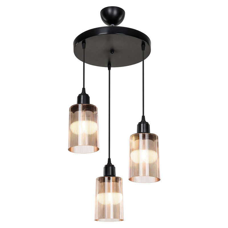 Φωτιστικό οροφής τρίφωτο PWL-1195 pakoworld Ε27 μαύρο-amber Φ30x80εκ ** Φωτιστικό οροφής τρίφωτο PWL-1195 pakoworld Ε27 μαύρο-amber Φ30x80εκ **
