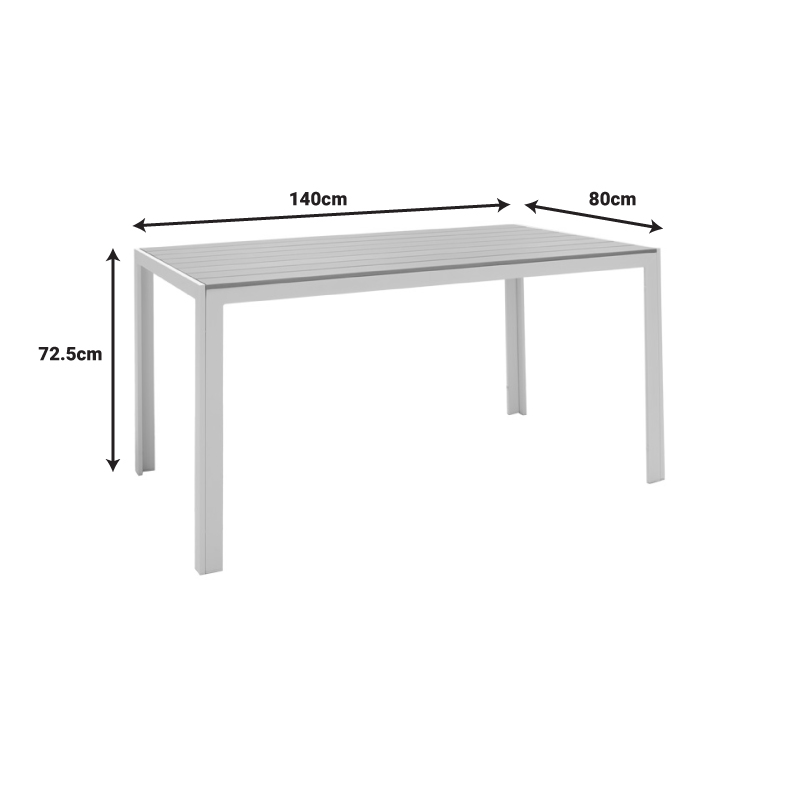 Τραπέζι Nares pakoworld αλουμίνιο λευκό-plywood φυσικό 140x80x72.5εκ ** Τραπέζι Nares pakoworld αλουμίνιο λευκό-plywood φυσικό 140x80x72.5εκ **