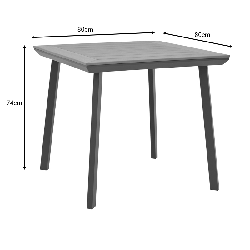 Τραπέζι Synergy pakoworld αλουμίνιο ανθρακί-plywood φυσικό 80x80x74εκ ** Τραπέζι Synergy pakoworld αλουμίνιο ανθρακί-plywood φυσικό 80x80x74εκ **