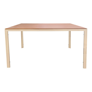 Τραπέζι Nares pakoworld σαμπανί αλουμίνιο plywood σε φυσική απόχρωση 140x80x72.5εκ ** Τραπέζι Nares pakoworld σαμπανί αλουμίνιο plywood σε φυσική απόχρωση 140x80x72.5εκ **